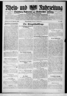 Rhein- und Ruhrzeitung : Tageszeitung für das niederrheinische Industriegebiet und den linken Niederrhein : das Blatt der westdeutschen Binnenschiffahrt