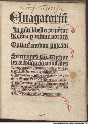 Evagatorium : In presenti libello obtinentur ... Optimus modus praedicandi ...