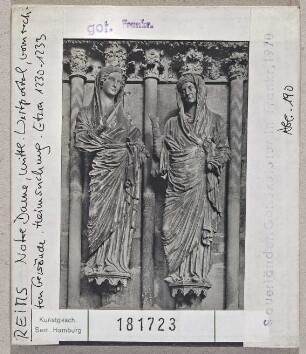 Reims: Kathedrale, mittleres Westportal, rechtes Gewände, Heimsuchung