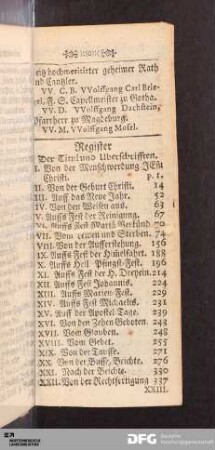 Register der Titul und Uberschrifften.
