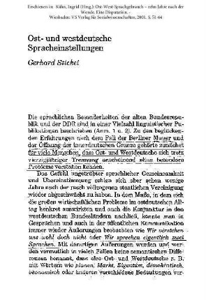 Ost- und westdeutsche Spracheinstellungen