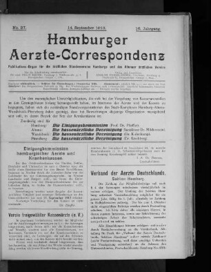 No. 37. 14. September 1913. 16. Jahrgang.