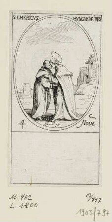 November - Heiliger Emmerich, Blatt 99 der Folge "Les images de tous les saincts et saintes de l'année"