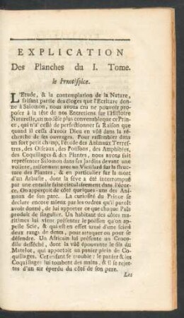 Explication des Planches di I. Tome.