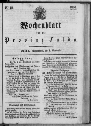Nr. 45, Ausgabe vom 9. November 1861