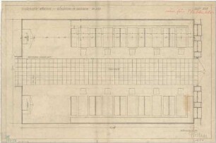 Fischer, Theodor; München - Westend, Bergmannstr.; Ledigenheim - Möblierung im Tagesraum (Grundriss m. Ansicht)