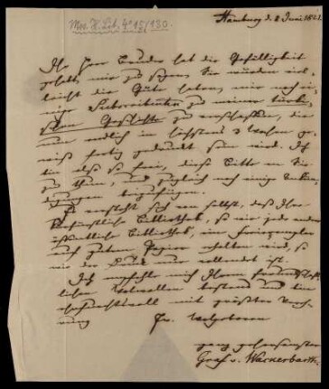 Brief von August Joseph Ludwig von Wackerbarth an ... Grimm
