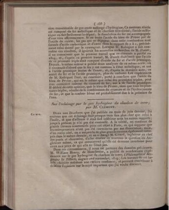 Sur l´éclairage par le gaz hydrogène du charbon de terre;
