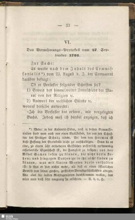 VI. Das Vernehmungs-Protokoll vom 27. September 1791