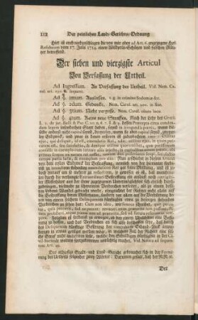 Der sieben und vierzigste Articul Von Verfassung der Urtheil.