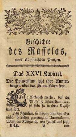 Der Prinz von Abyssinien : eine Geschichte in zwey Theilen ; nach der dritten Auflage aus dem Englischen übersetzt. 2