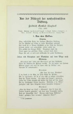 Aus der Blütezeit der neuhochdeutschen Dichtung