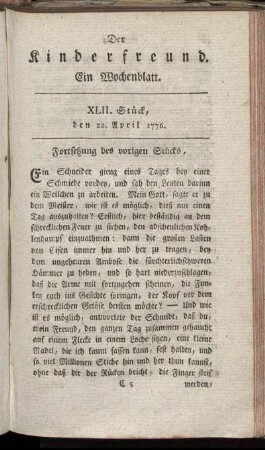 XLII. Stück den 22. April 1776