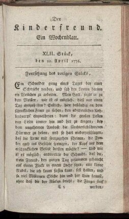 XLII. Stück den 22. April 1776