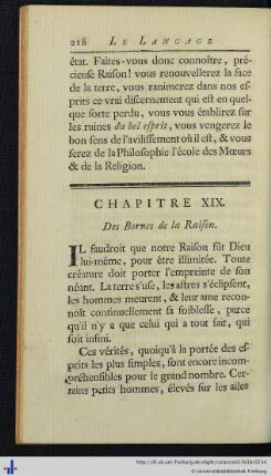 Chap. XIX. Des Bornes de la Raison.