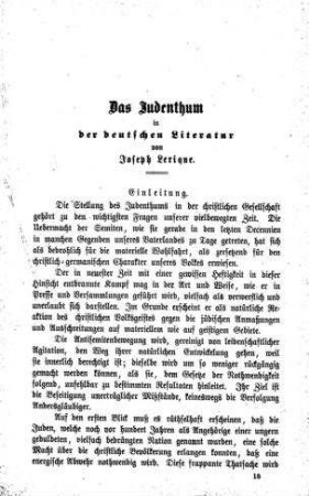 Das Judenthum in der deutschen Literatur / von Joseph Lerique