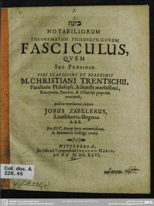 Notabiliorum theorematum philosophicorum fasciculus