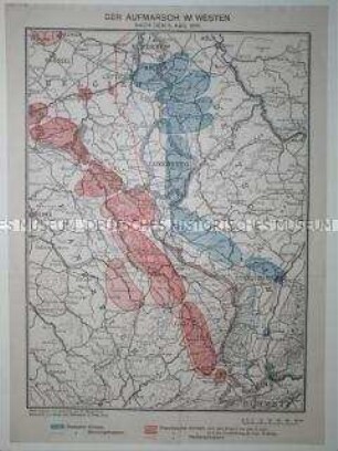 Kriegskarte von der Westfront im August 1914