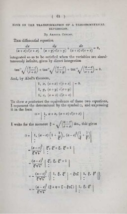 Note on the tranformation of a trigonometrical expression.
