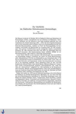 Zur Geschichte des städtischen Heimat-Museums in Emmendingen.