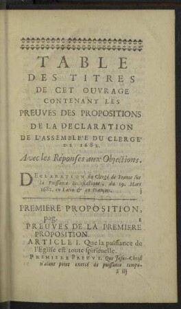Table des titres