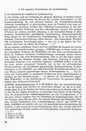 a) Die Asymbolik der spekulativen Symboldeutung
