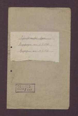 Bauabteilung Mauritius: Korrespondenz speziell