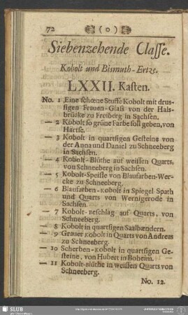 Siebenzehende Classe. Kobolt und Bismuth-Ertze
