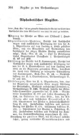 1,11: Landtag Württemberg - Kammer 1, Register, 1847