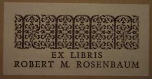 Rosenbaum, Robert M. / Exlibris