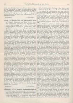 407 [Rezension] Chasle, Louis, Schwester Maria vom göttlichen Herzen Droste zu Vischering, Ordensfrau vom Guten Hirten