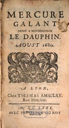 Le mercure galant. 1680, 8
