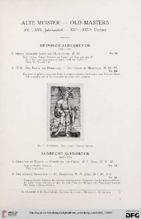 Alte Meister; XV. - XVII. Jahrhundert (Nr. 1 - 253)