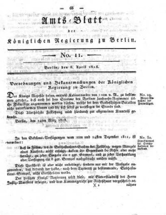 No. 11, 8. April 1818