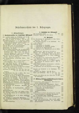 Inhaltsverzeichnis des 4. Jahrganges.
