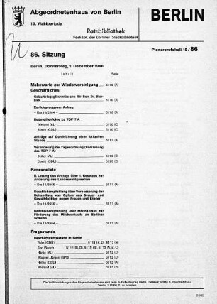 Nr. 86, 1. Dezember 1988