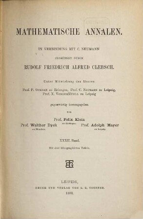 Mathematische Annalen. 32. 1888