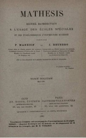 TOME DIXIÉME MAI 1890