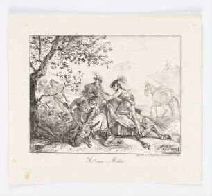 Les deux Mulets, Blatt aus: "La Fontaines Fabeln"