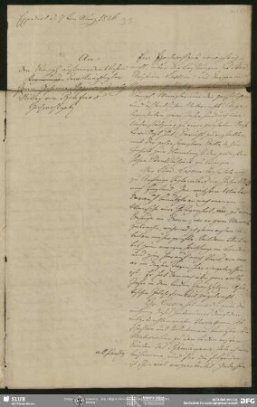 Eigenh. Briefkonzept von August Wilhelm von Schlegel an Philipp Joseph von Rehfues, Bonn, 07.03.1826