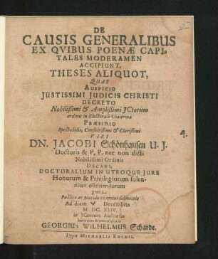 De Causis Generalibus Ex Quibus Poenae Capitales Moderamen Accipiunt, Theses Aliquot