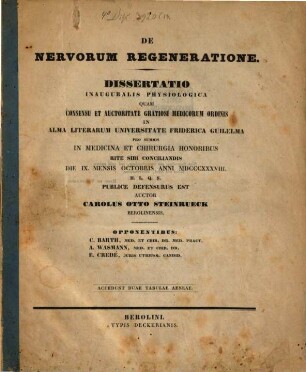 De nervorum regeneratione : Diss. inaug. physiologica