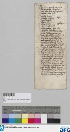 Bruchstück einer Ordnung des Kesslerhandwerks, in Gegenwart des Erhardt Schurstab und Michaelis Grunther besprochen.