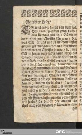 Geliebter Leser...