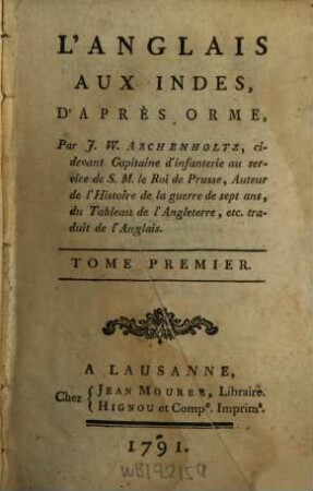 L' Anglais Aux Indes, D'Après Orme, 1