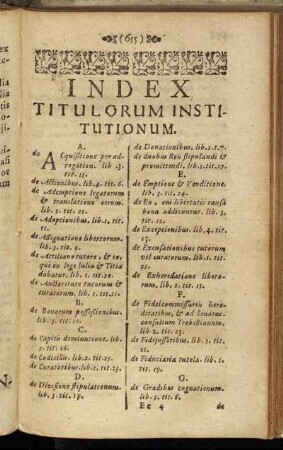 Index Titulorum Institutionum.