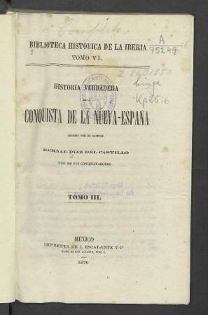 T. 3: Historia verdadera de la conquista de la Nueva-España