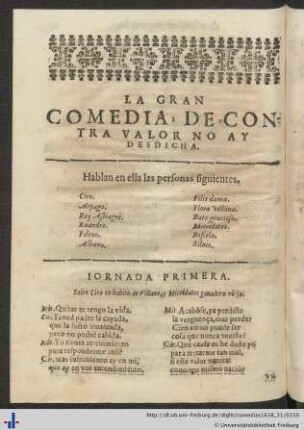 La gran Comedia de contra valor no ay desdicha.