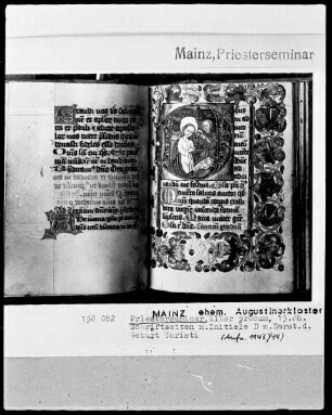 Liber precum: folio ?, Initiale D, Geburt Christi