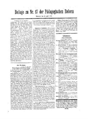Litteratur : Beilage zu Nr. 17 der Pädagogischen Reform